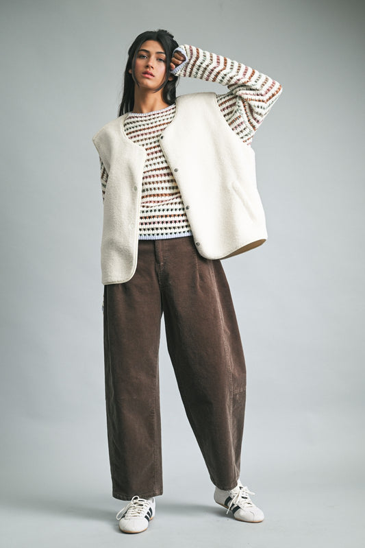 Button-Up Sherpa Vest