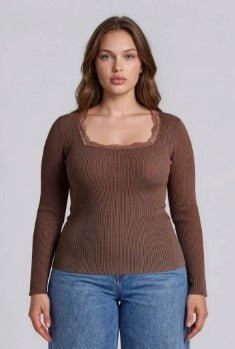 sienna square neck sweater top-curvy