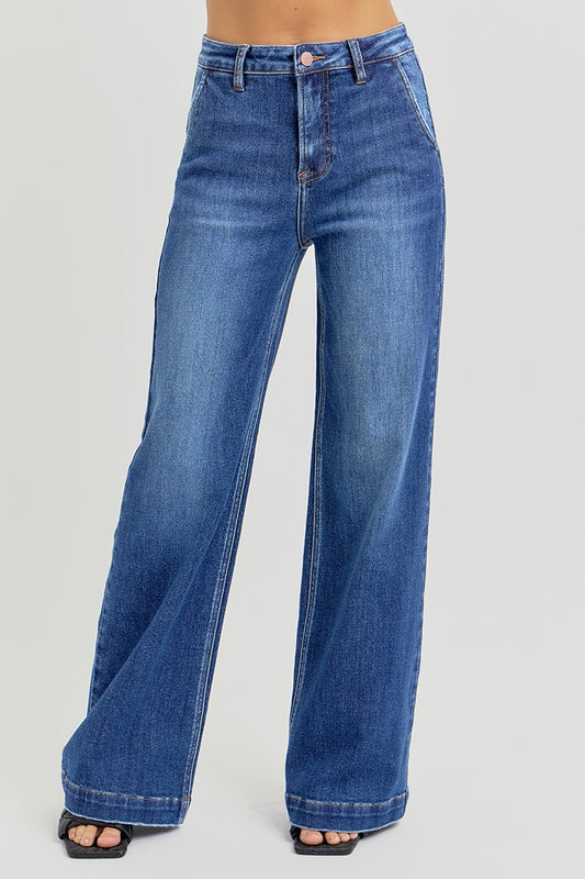 HR Wide Leg Slanted Pocket Jeans