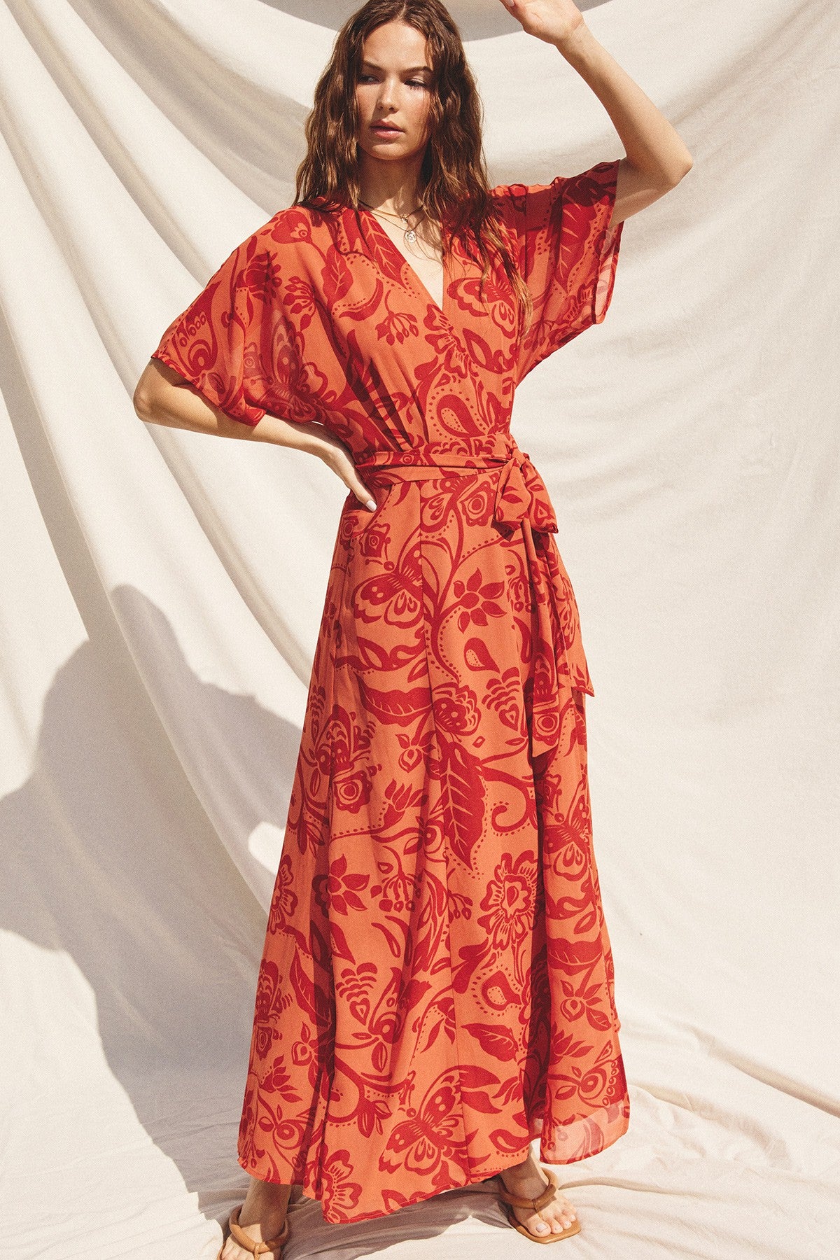 smell the roses wrap maxi dress