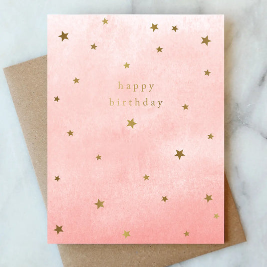 soft blush stars birthday card