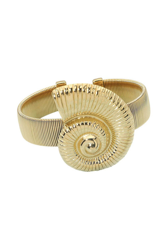 spiral shell accent cuff bracelet