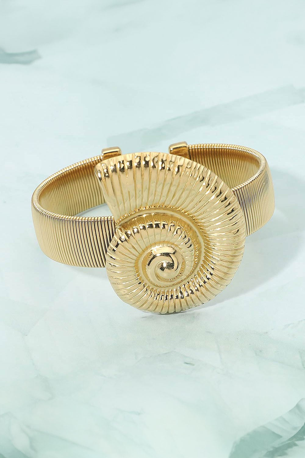 spiral shell accent cuff bracelet