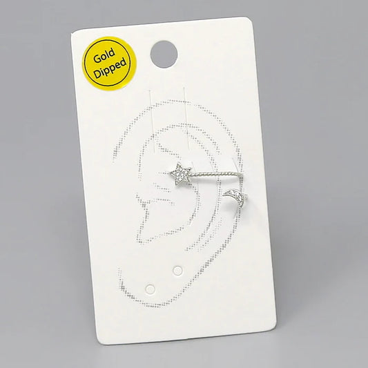 star and moon cz ear cuff