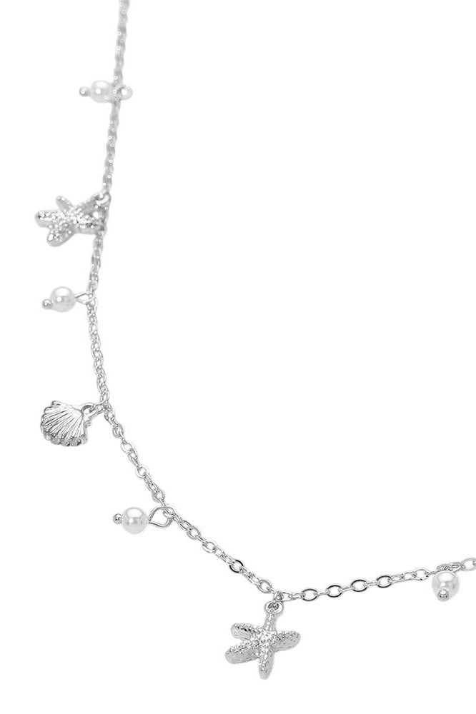 starfish shell pearl charm necklace