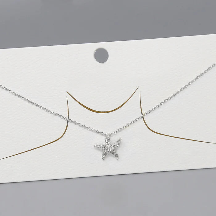 starfish cz pave necklace