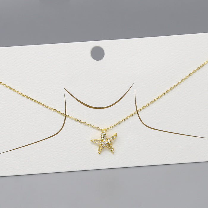 starfish cz pave necklace