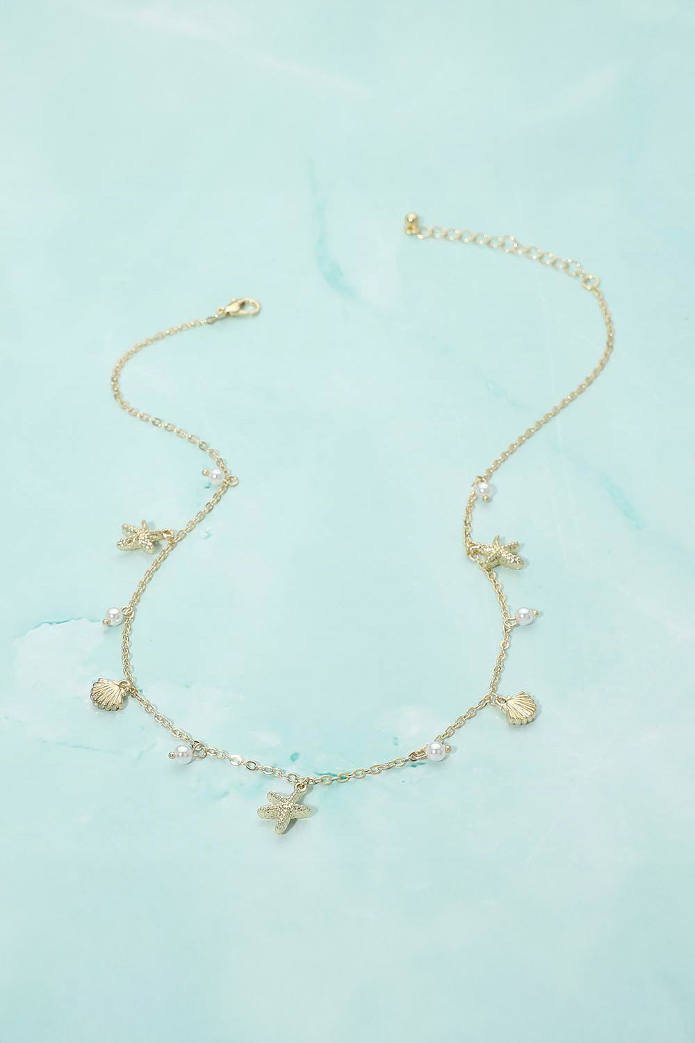 starfish shell pearl charm necklace