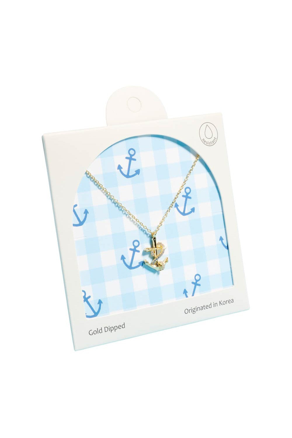 stone pave anchor pendant necklace
