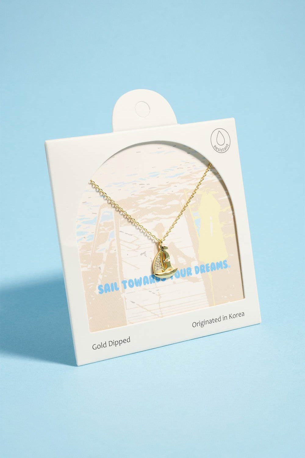 stone pave sailboat necklace