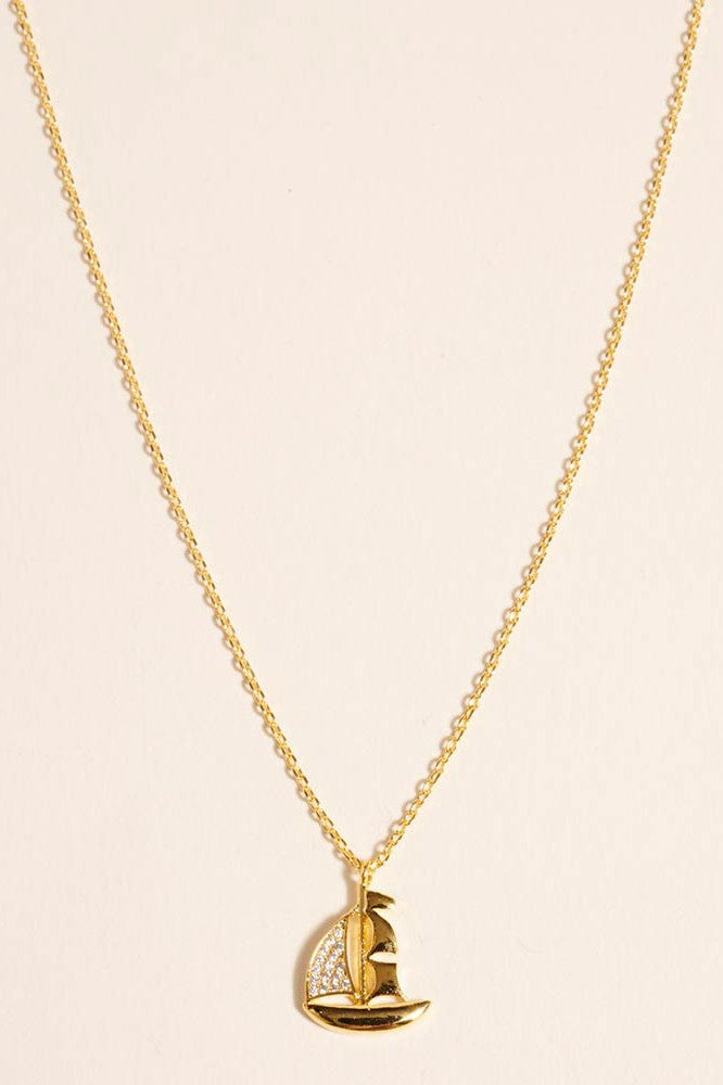 stone pave sailboat necklace