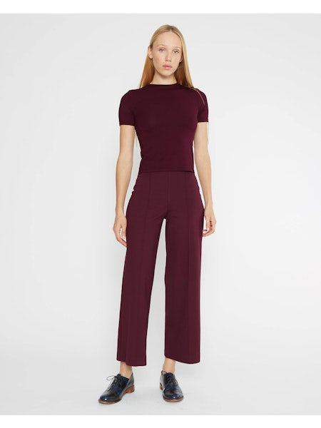 ponte knit straight leg pant-cropped