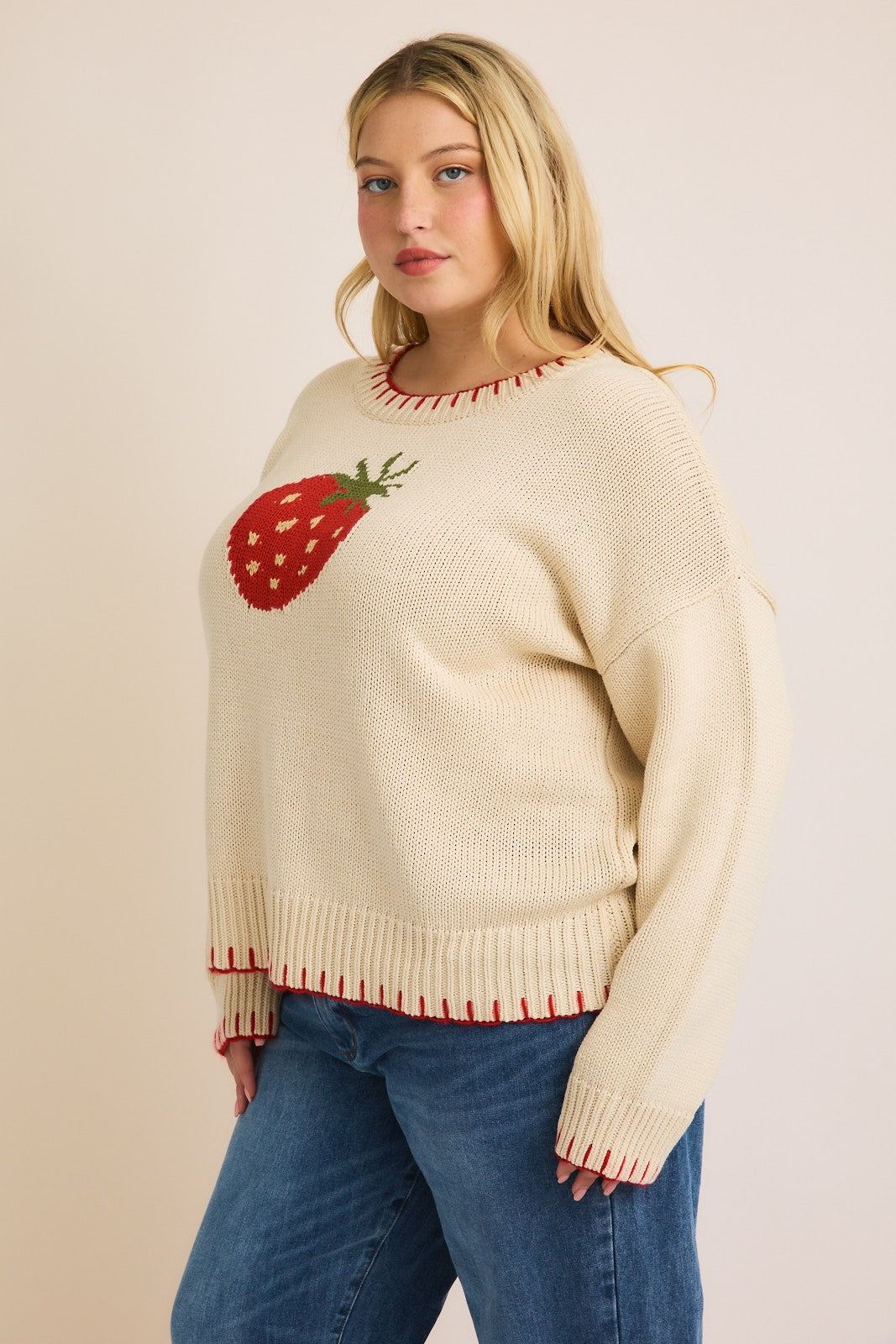 strawberry fields sweater-curvy