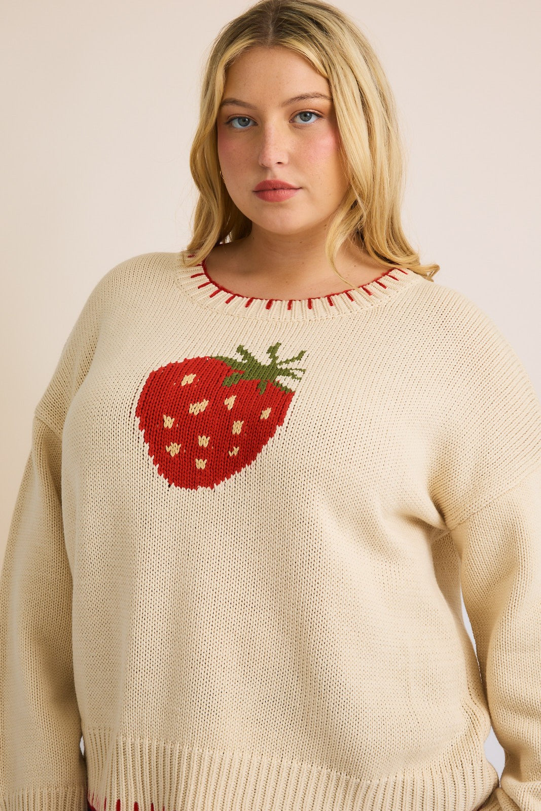 strawberry fields sweater-curvy