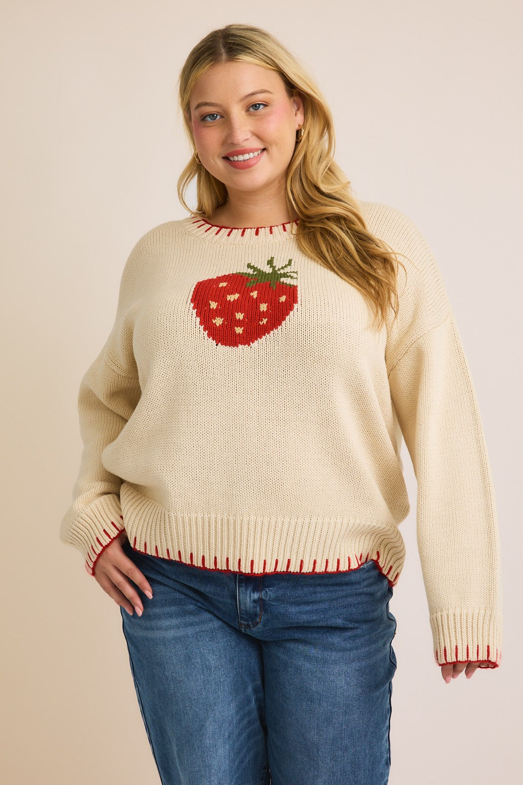 strawberry fields sweater-curvy