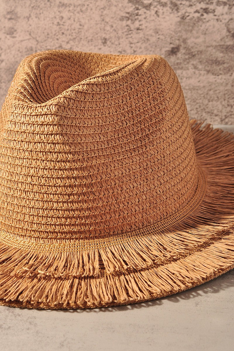 straw fringe panama sun hat