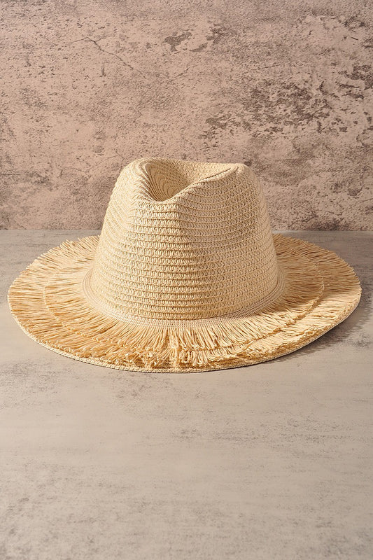 straw fringe panama sun hat