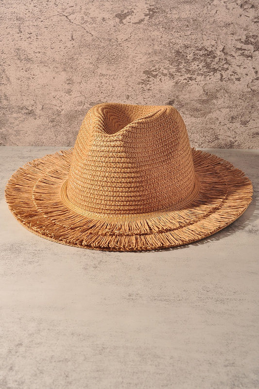 straw fringe panama sun hat