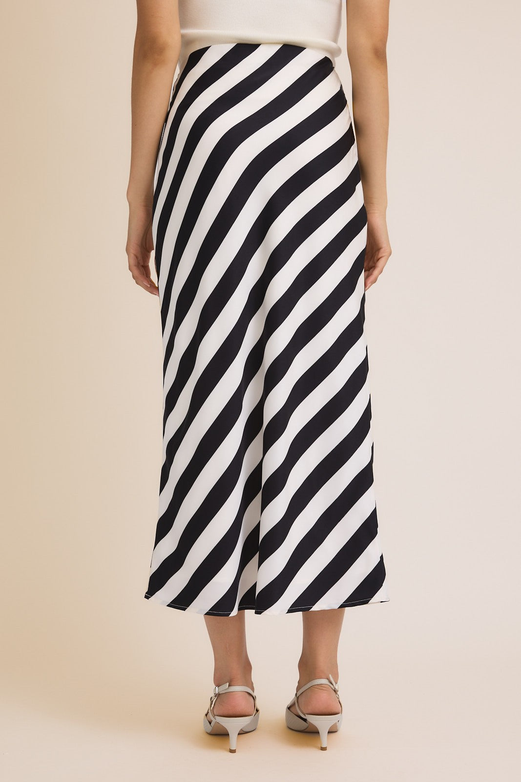 Stripe right midi skirt