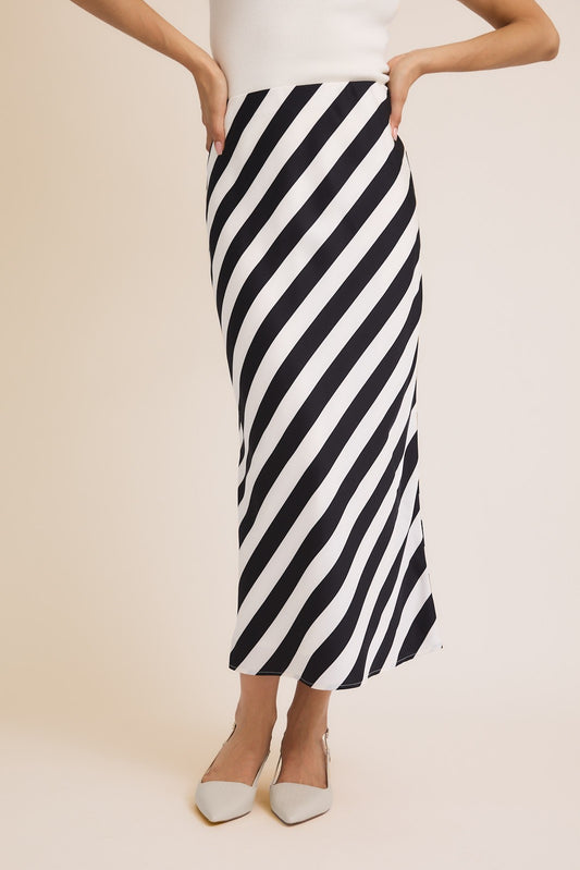 Stripe right midi skirt