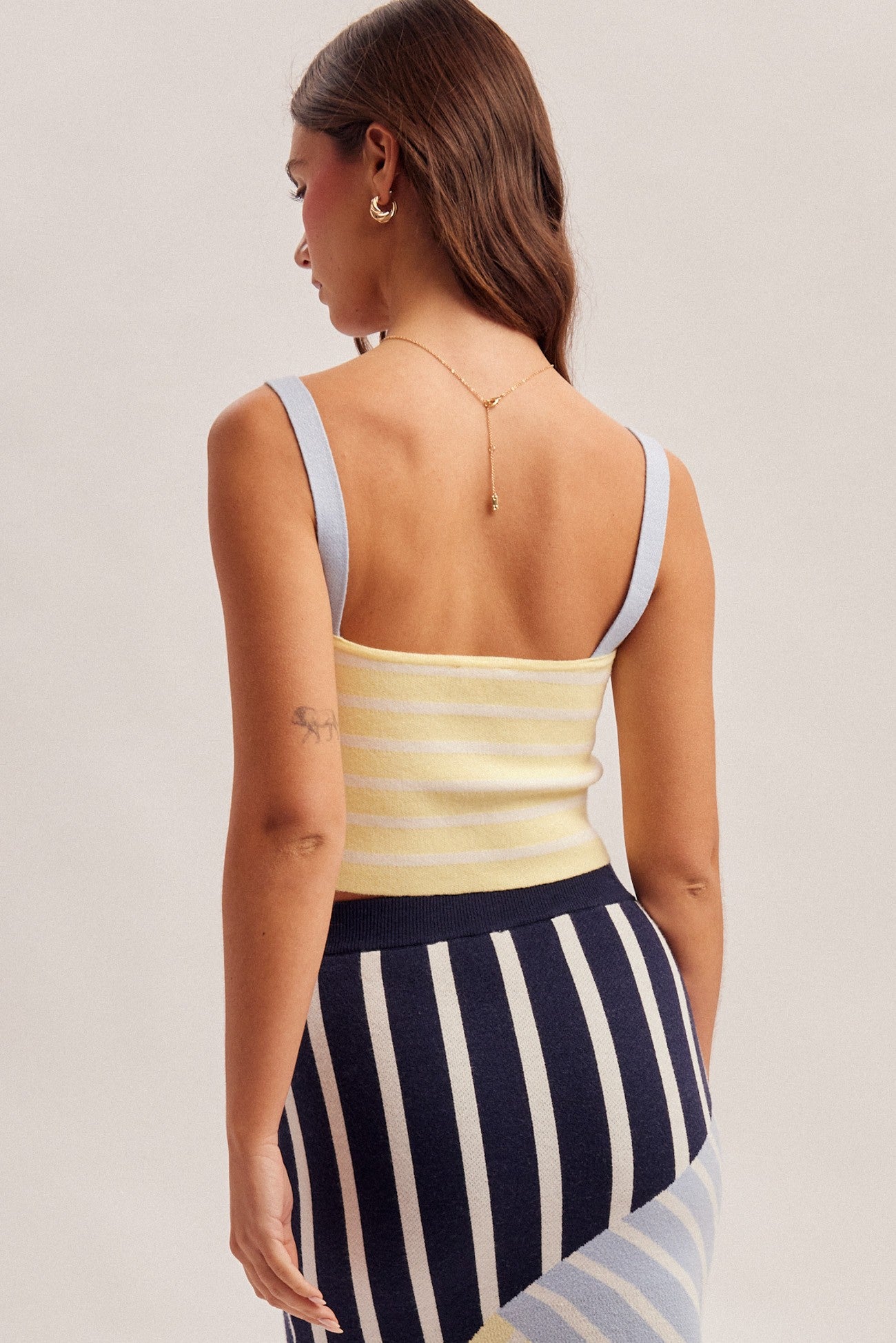 stripe color block knit tank