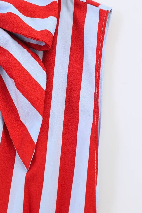 striped bow tie blouse