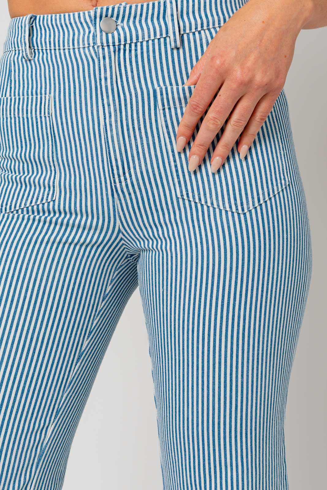 stripe denim pants