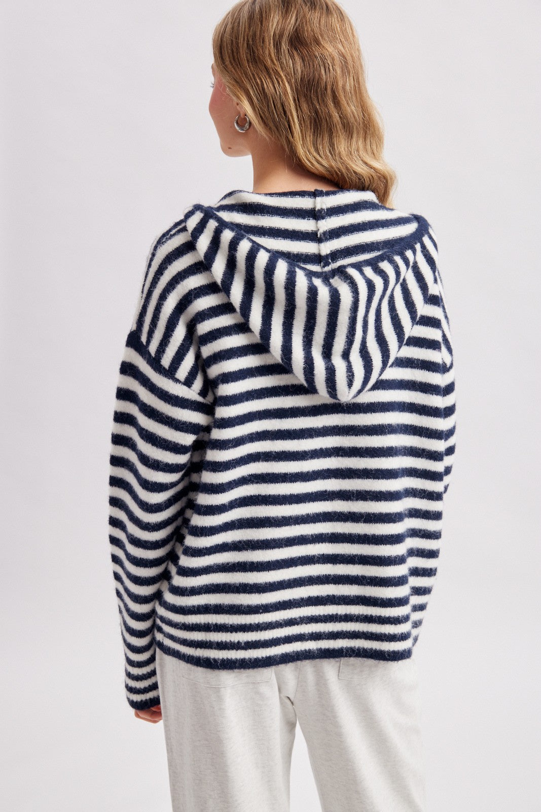 striped hooded cardigan