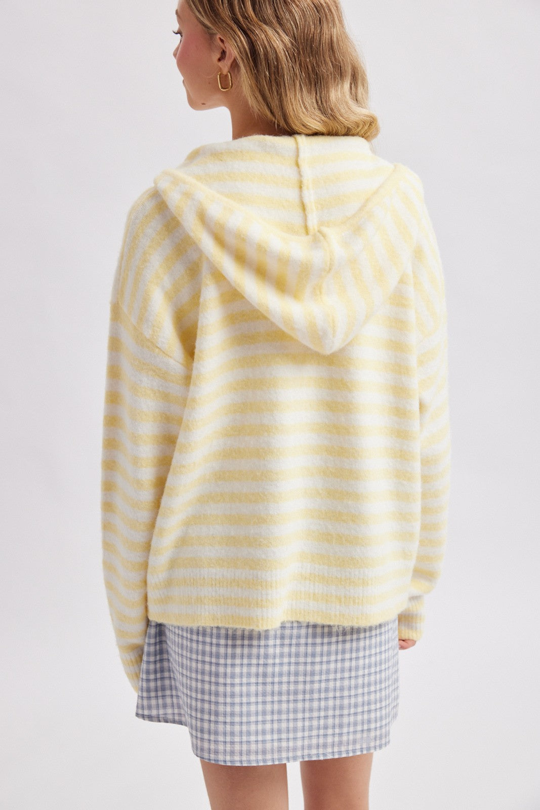 striped hooded cardigan