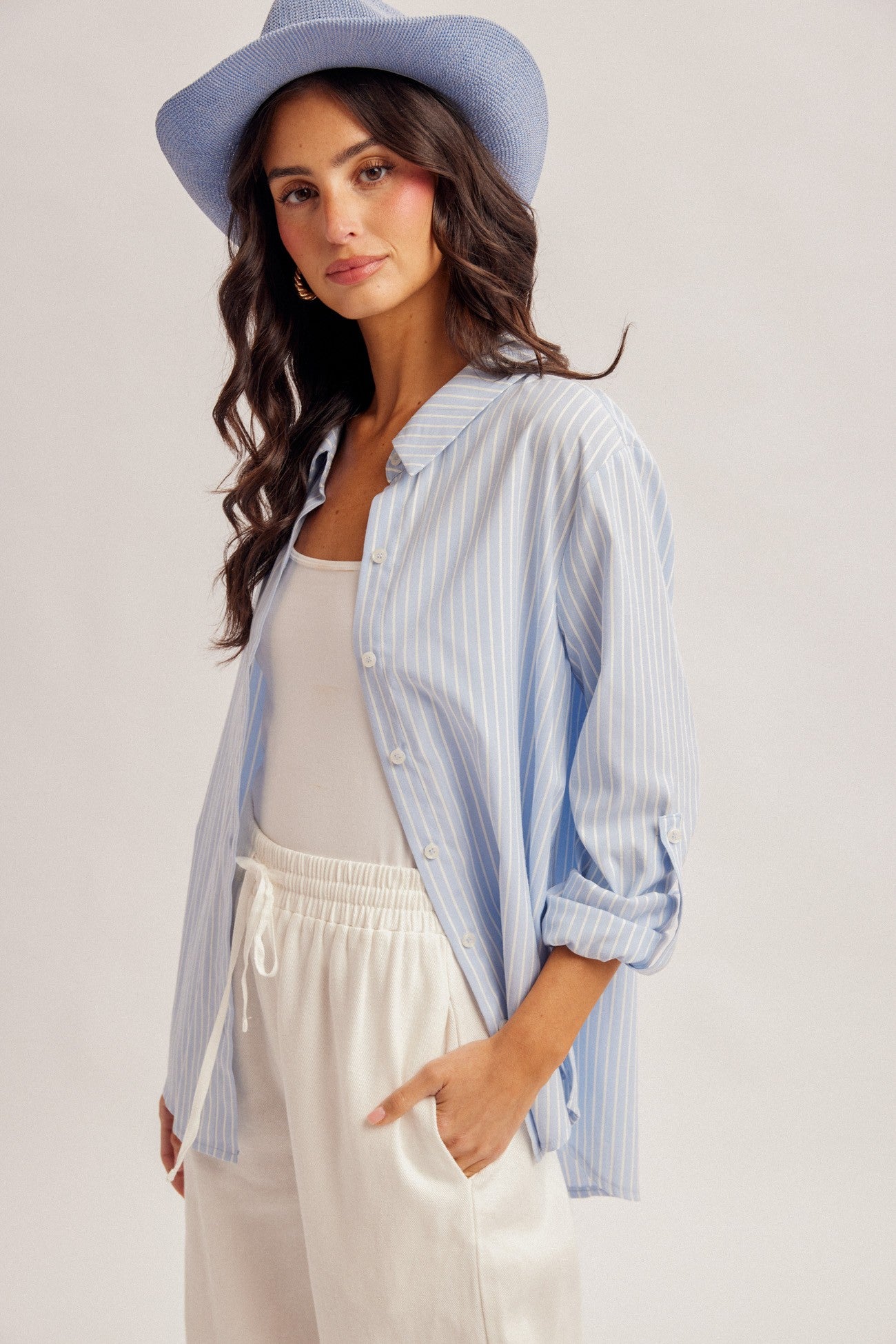 summer breeze stripe button down