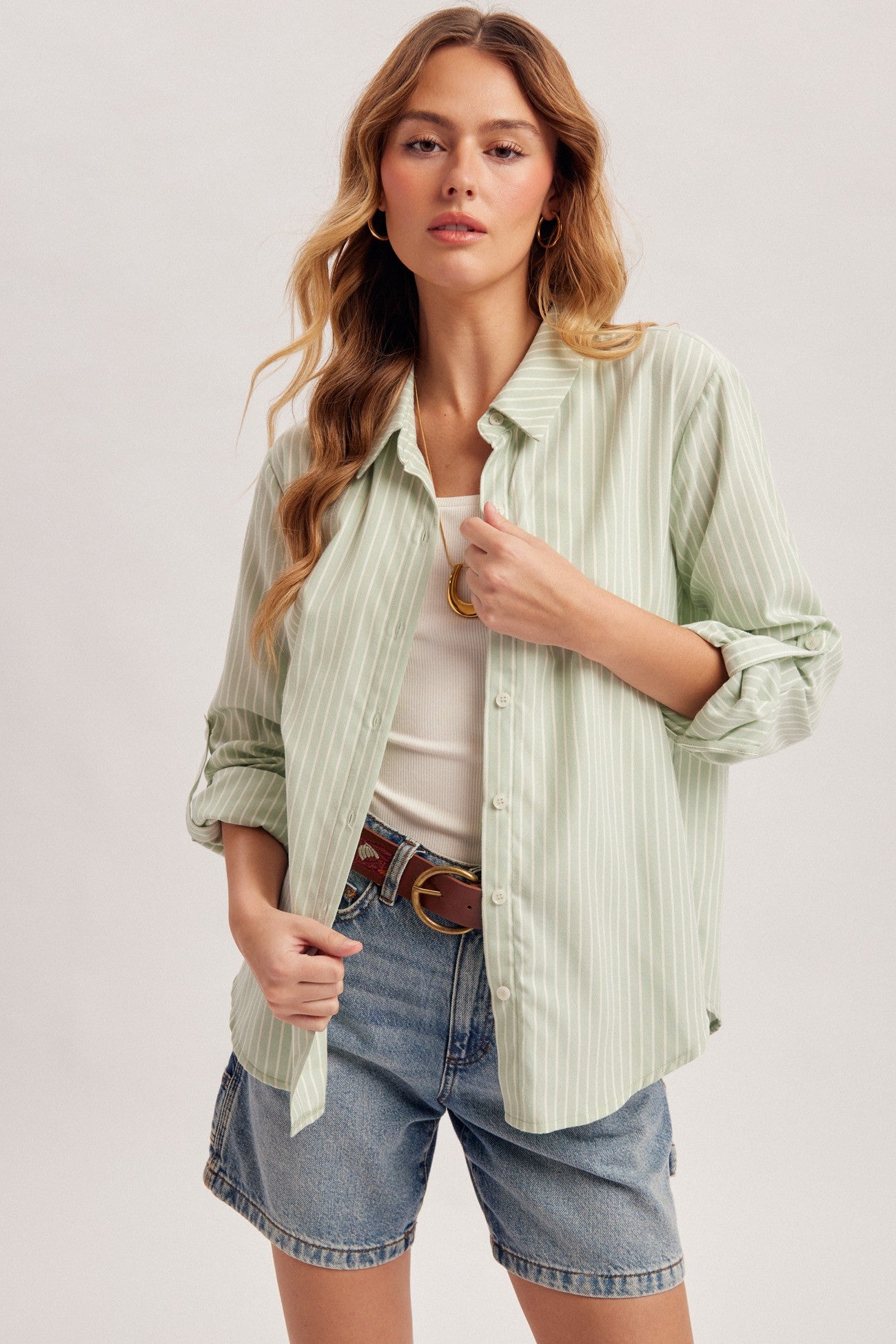 summer breeze stripe button down