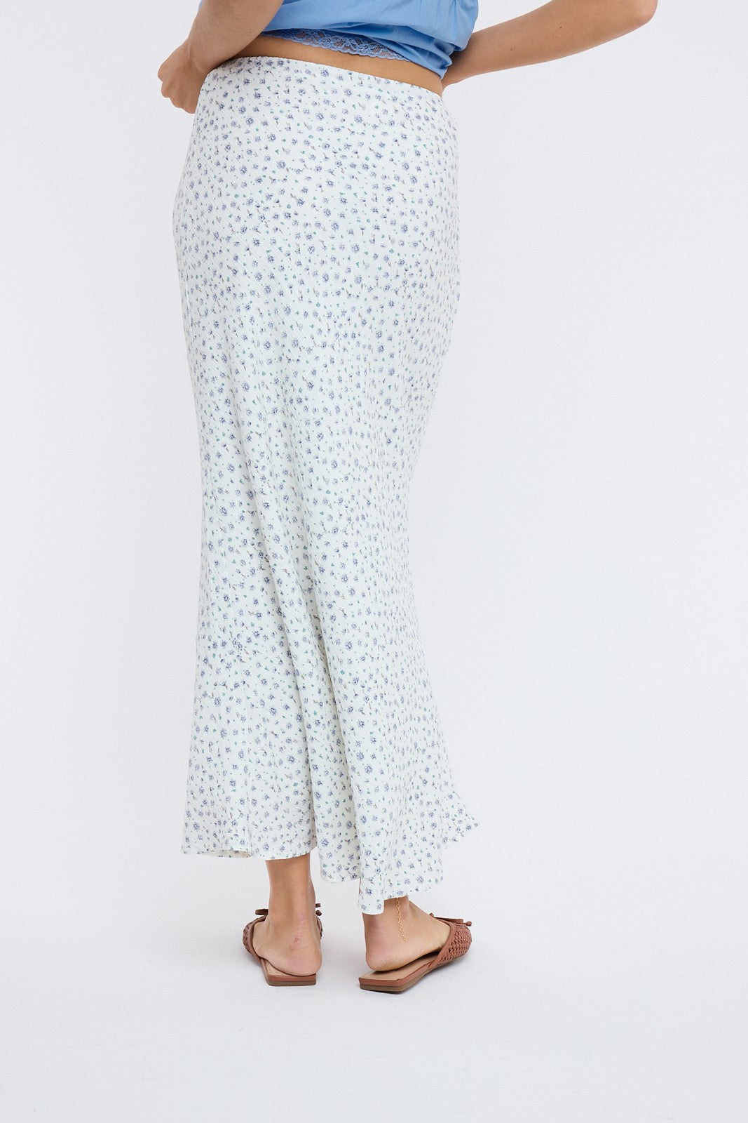 sunny days floral midi skirt