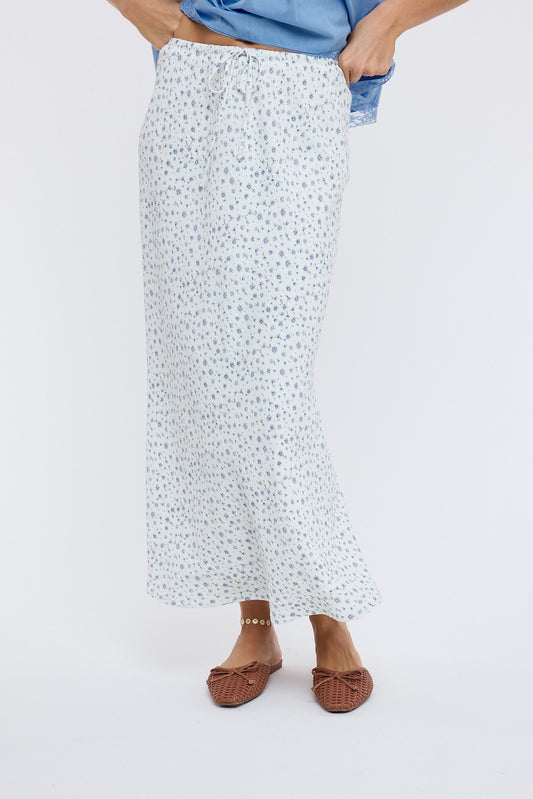 sunny days floral midi skirt