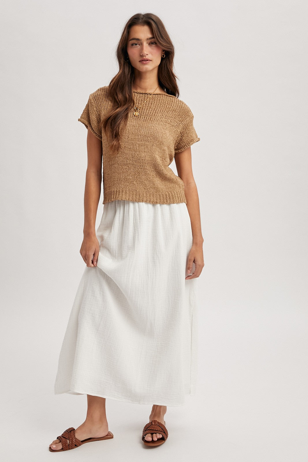 sunset short sleeve knit top