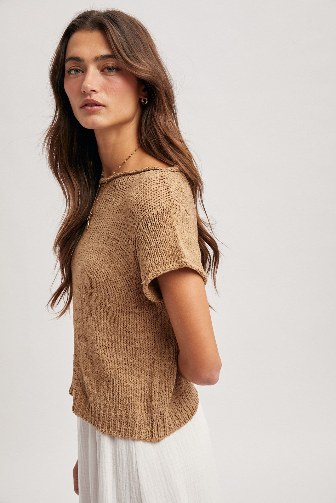 sunset short sleeve knit top