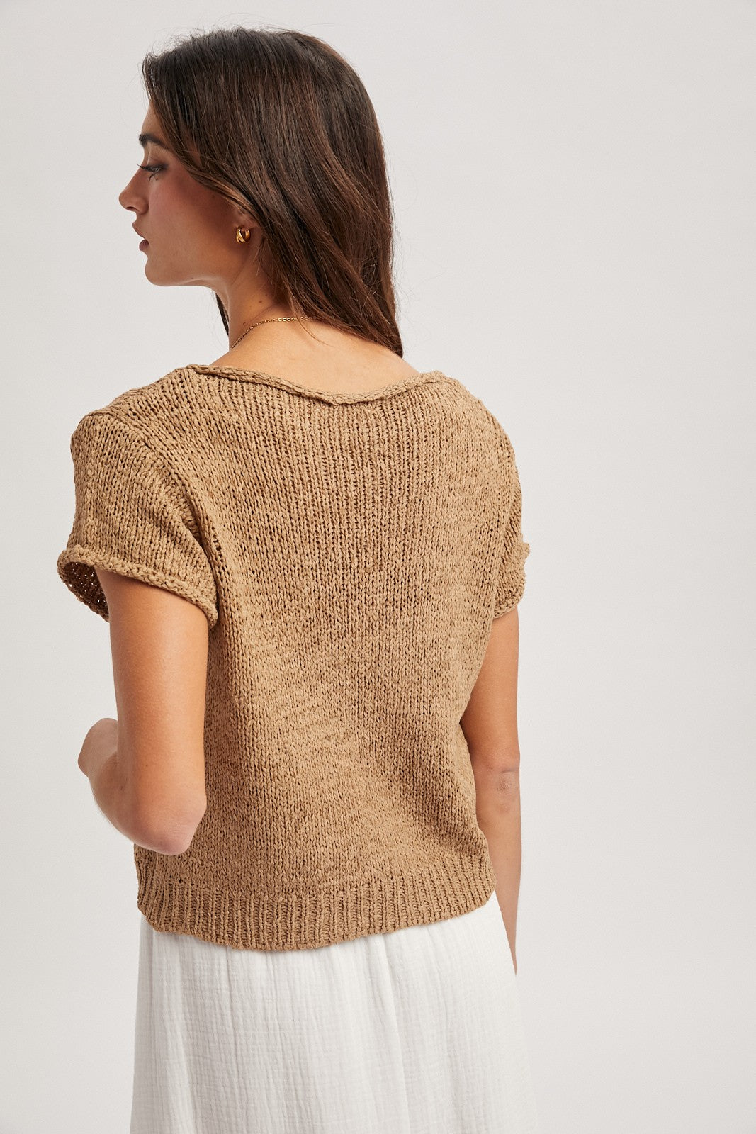 sunset short sleeve knit top