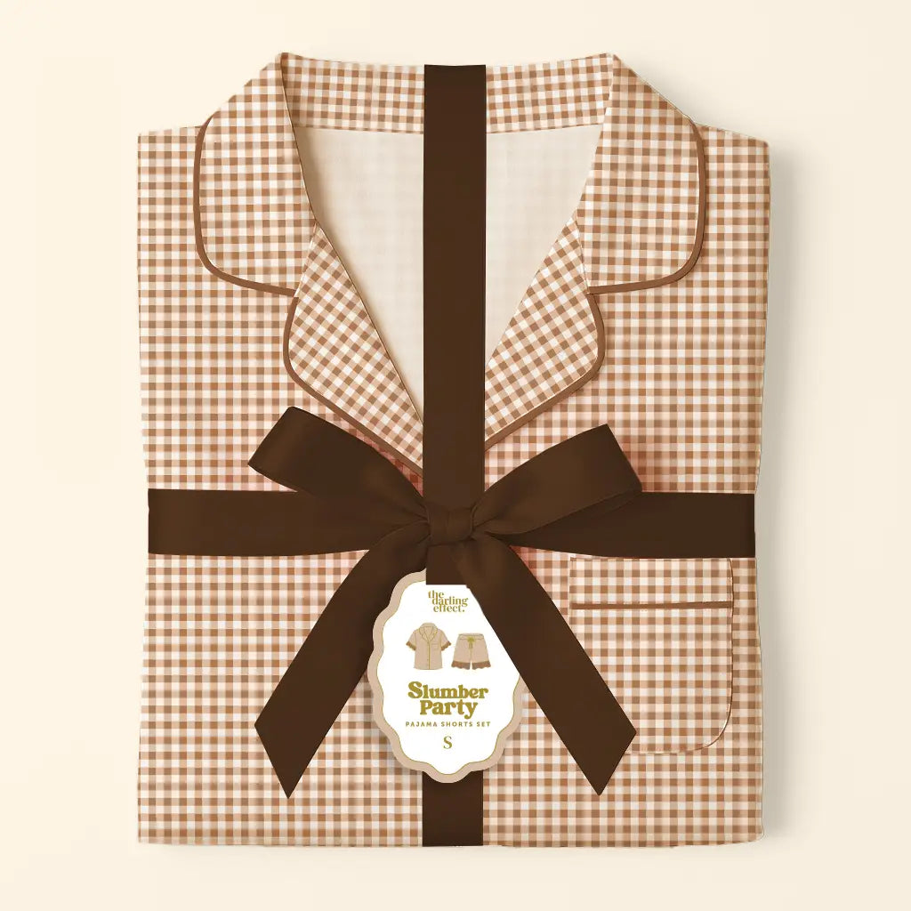 sweet dreams pajama shorts set-maple gingham