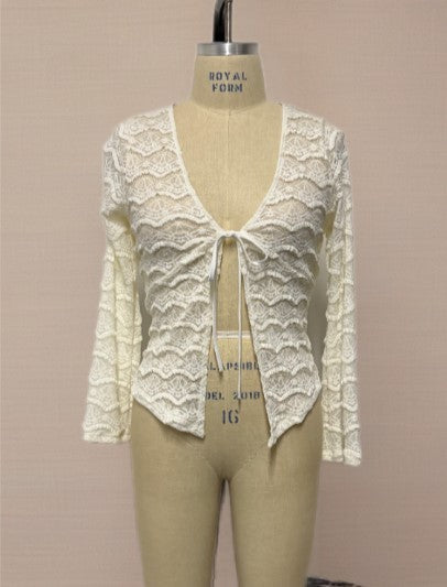 taylor tie front long sleeve cardi-curvy