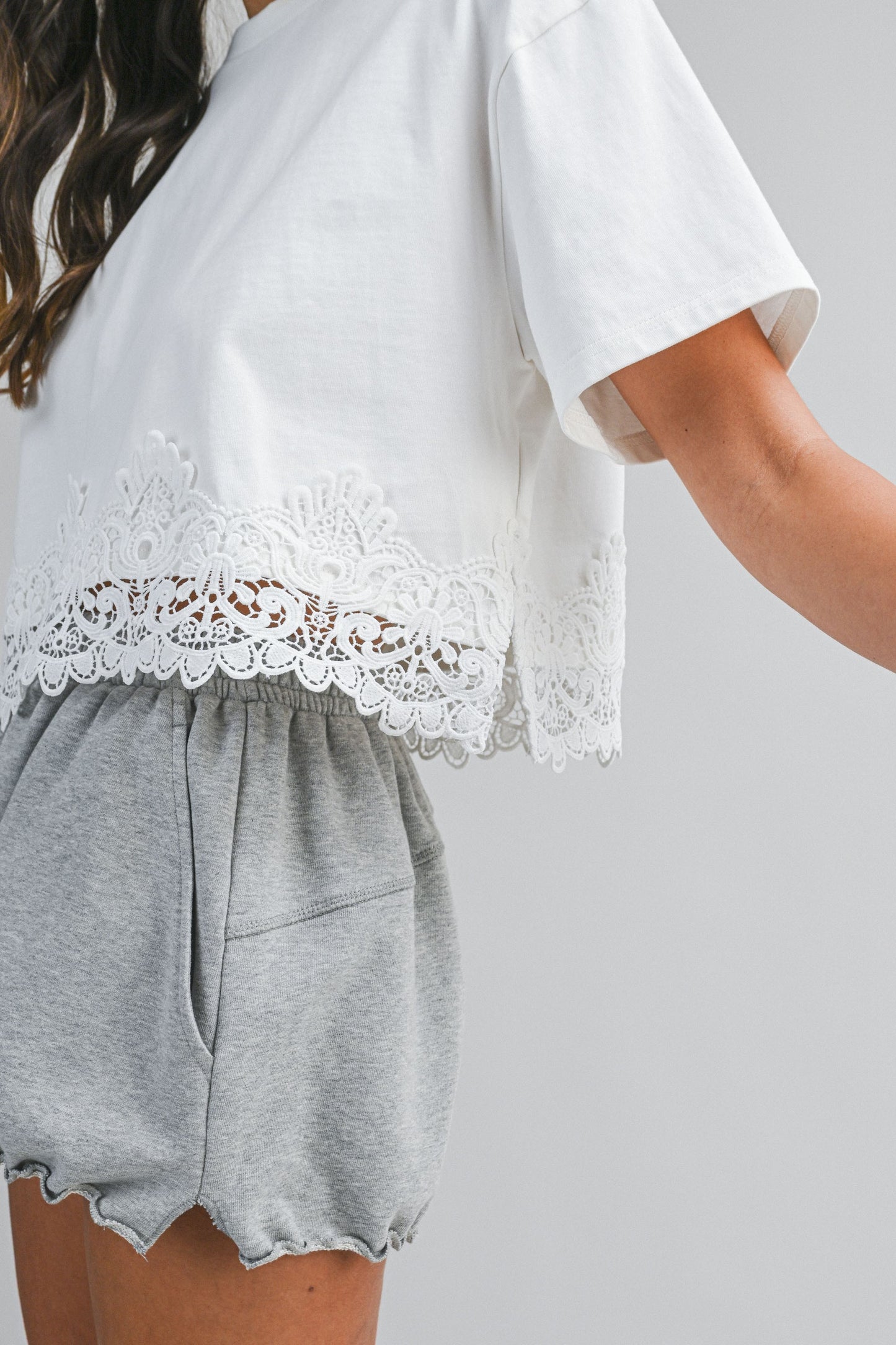 tea and crumpets lace trim tee