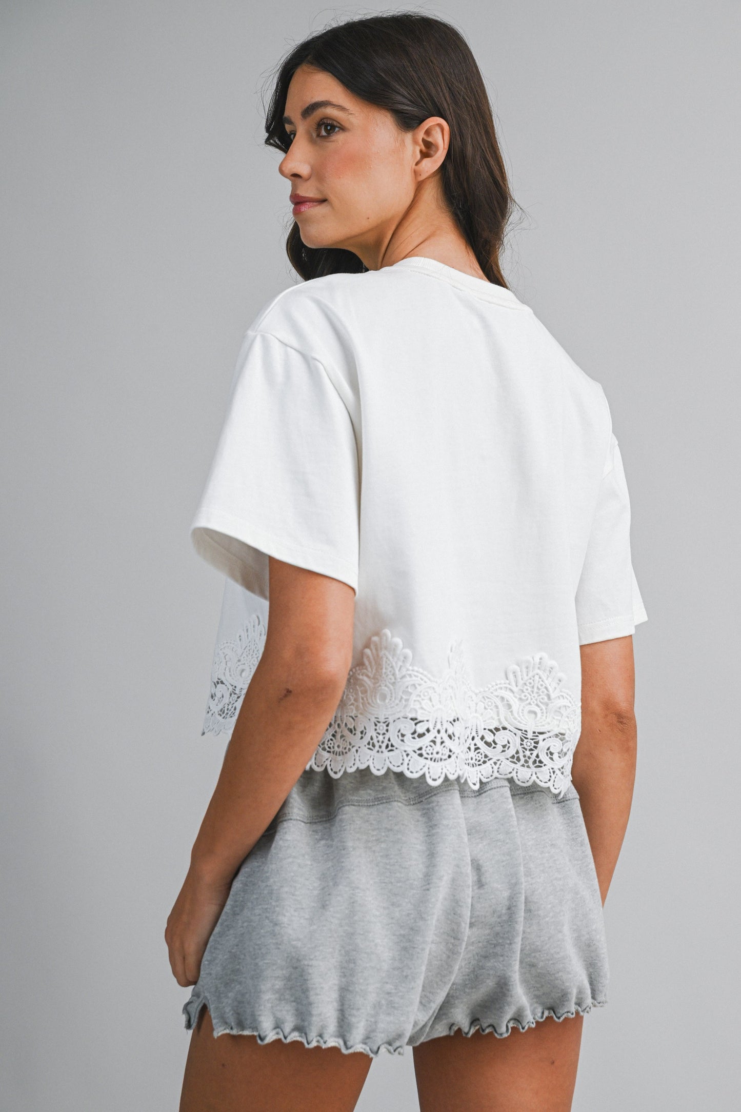 tea and crumpets lace trim tee