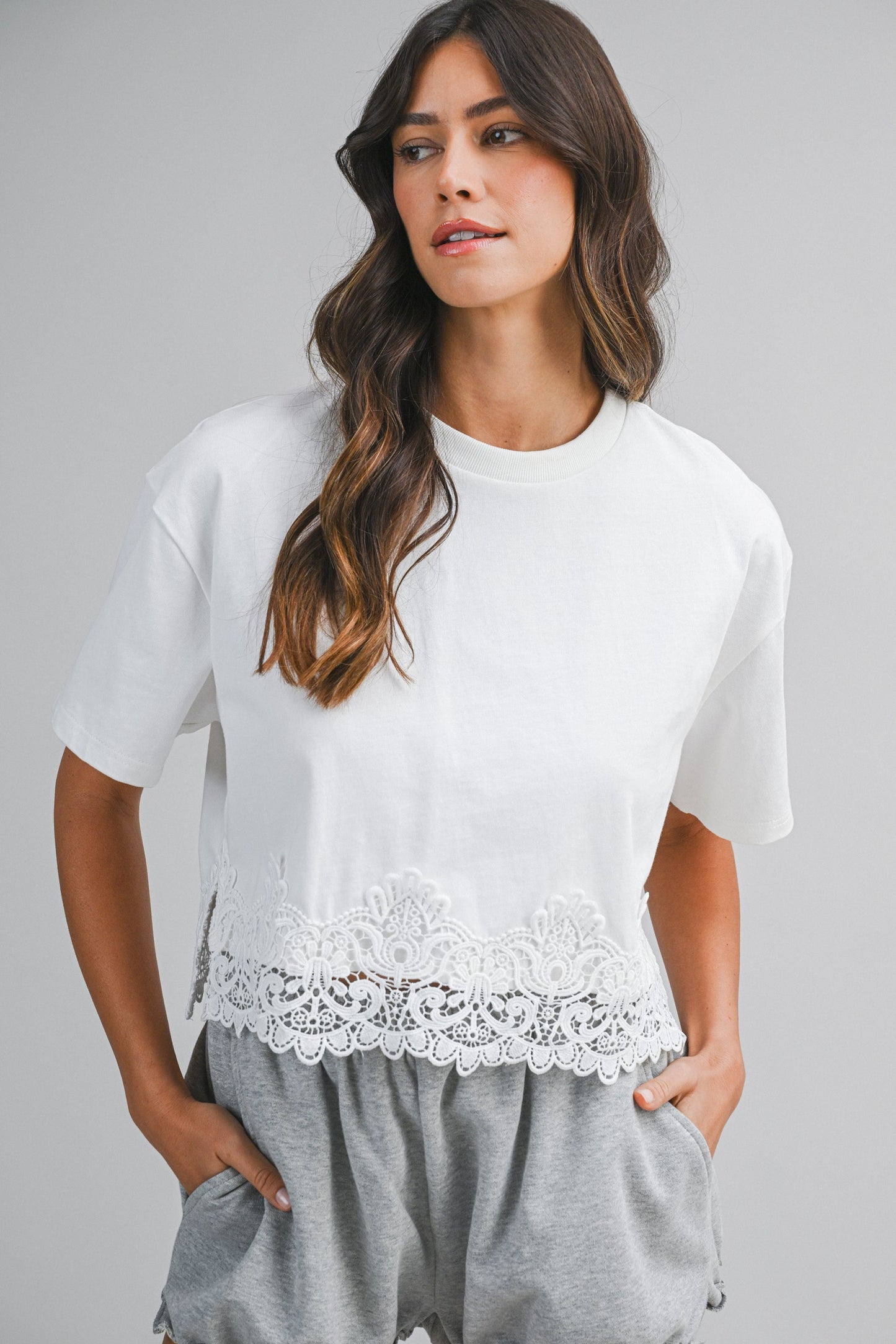 tea and crumpets lace trim tee