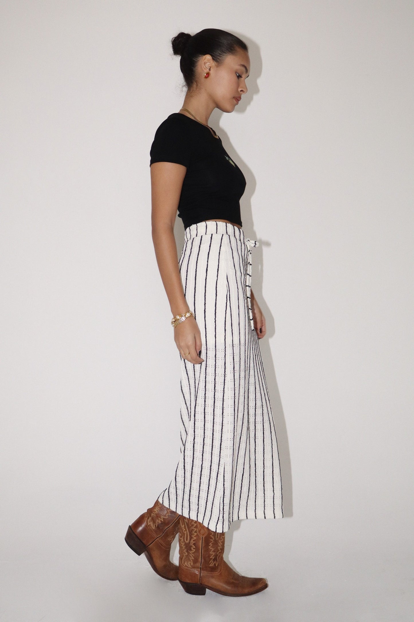 textured knit stripe skirt