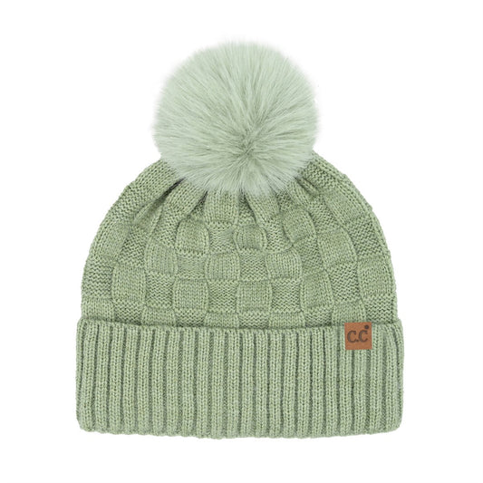 texture pom beanie