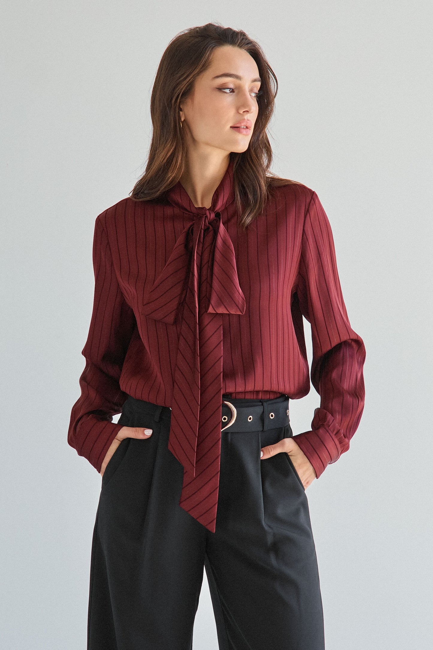 Tess tie neck satin blouse