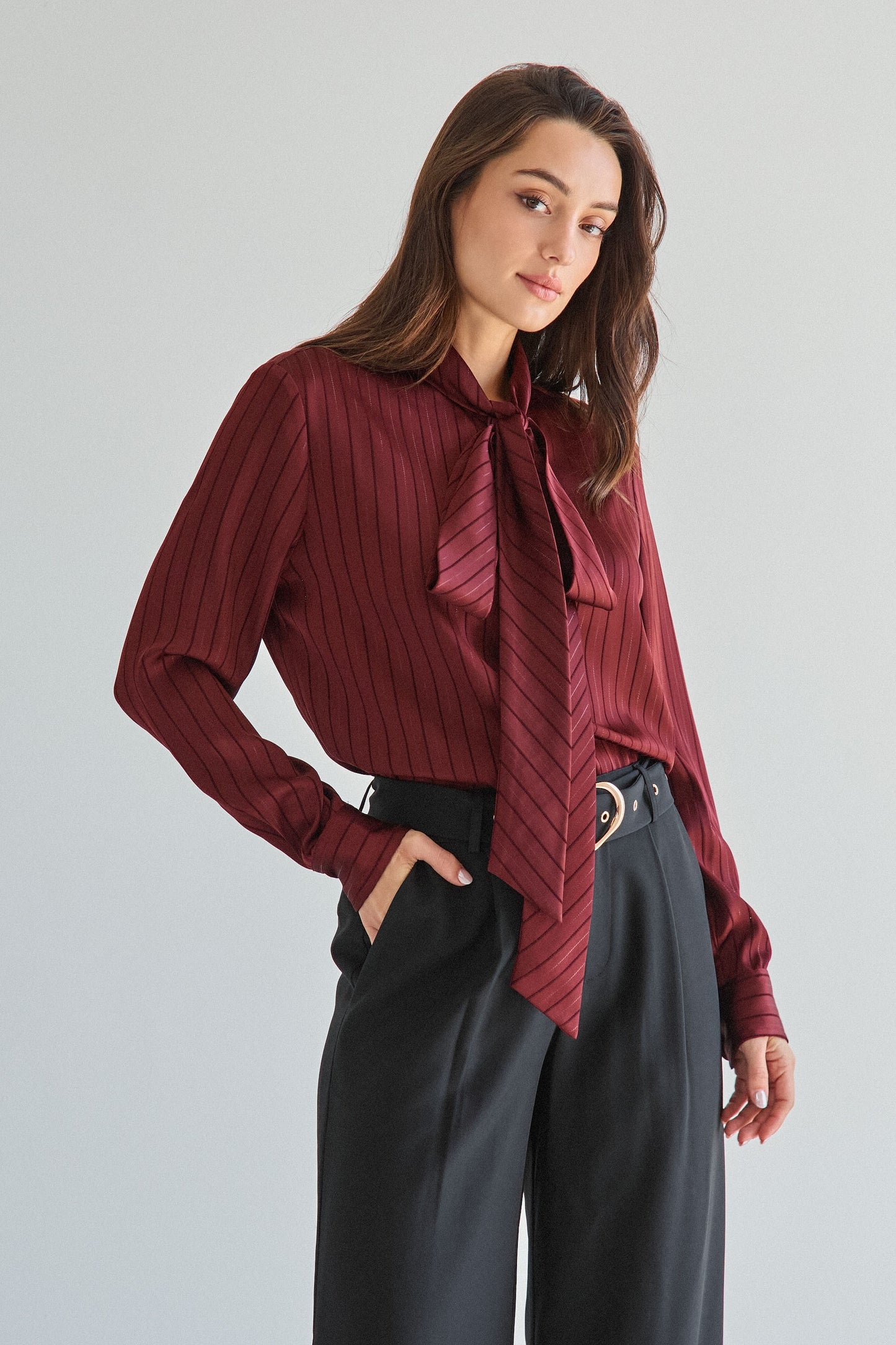 Tess tie neck satin blouse