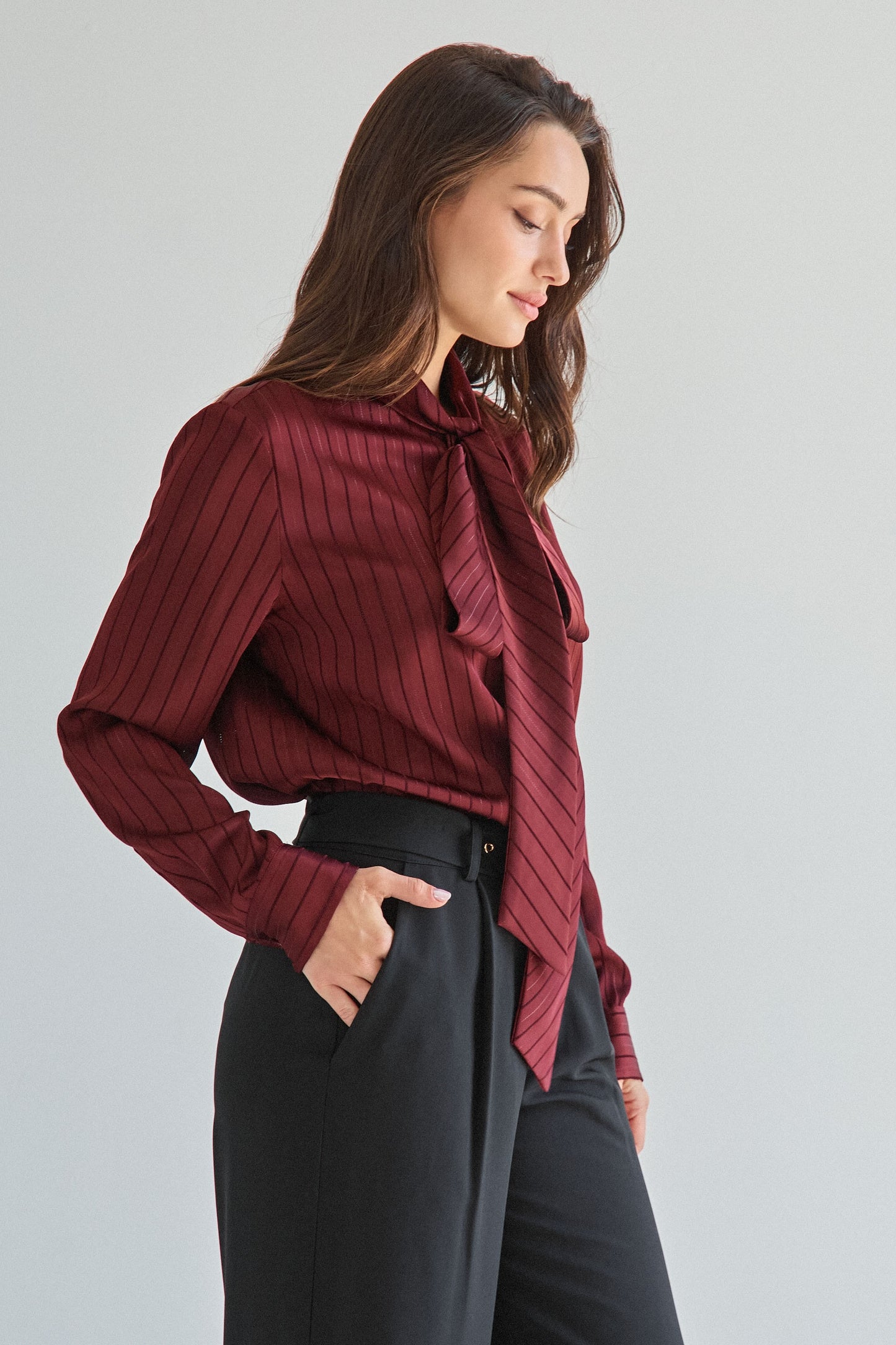 Tess tie neck satin blouse