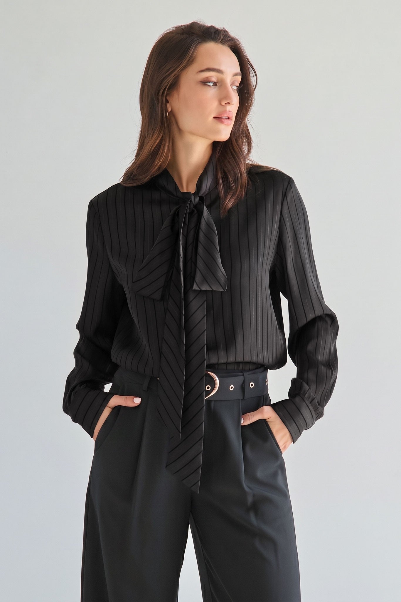 Tess tie neck satin blouse