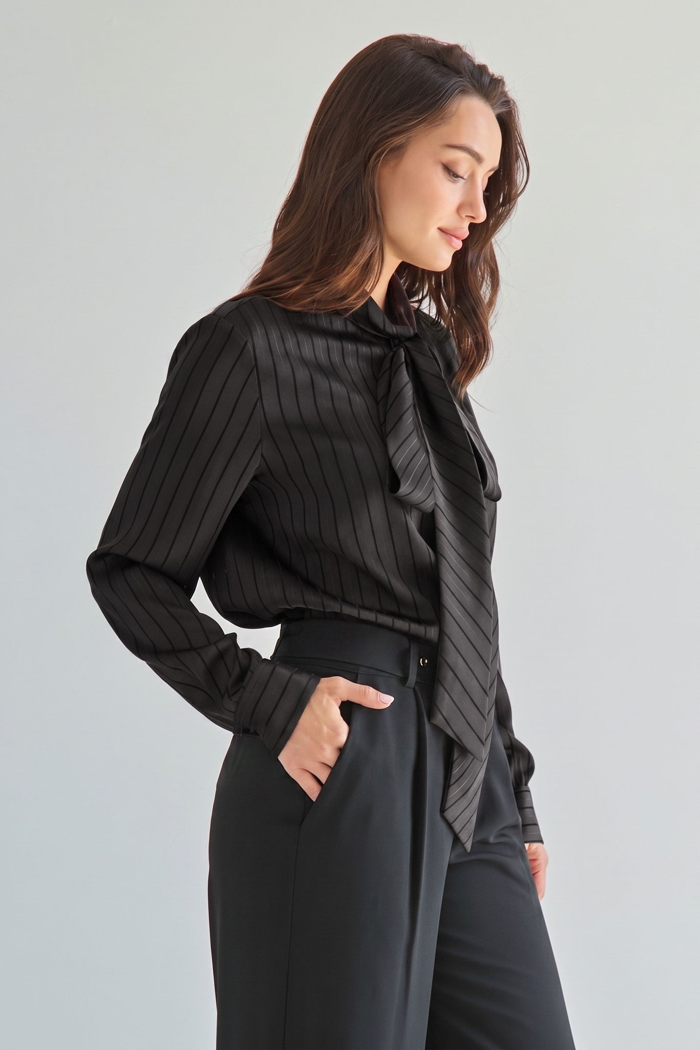 Tess tie neck satin blouse