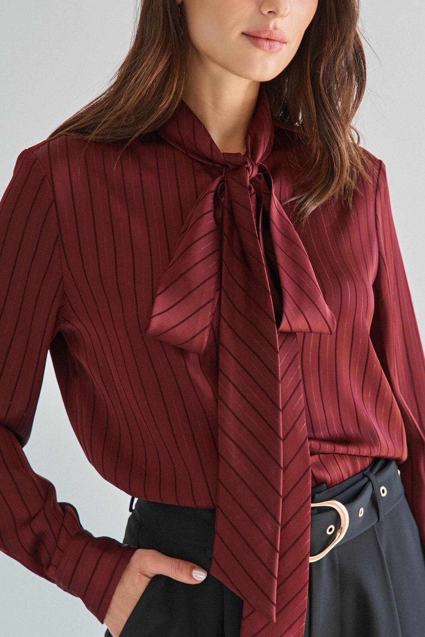 Tess tie neck satin blouse