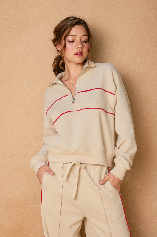 Track Stripe Half Zip Sweatshirt